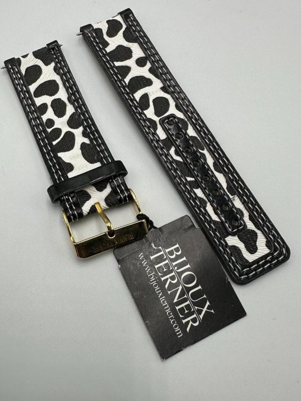 Bijoux Tierner Womens Watch Replacement Band 24MM Animal Print Black White